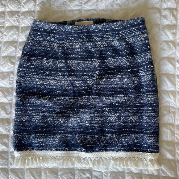 Michael Kors Tweed Blue and White Mini Pencil Skirt - Picture 1 of 9